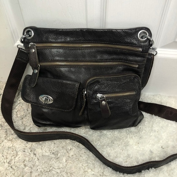 CLASSIC beautiful Brown Leather Crossbody Bag Purse - Picture 1 of 7